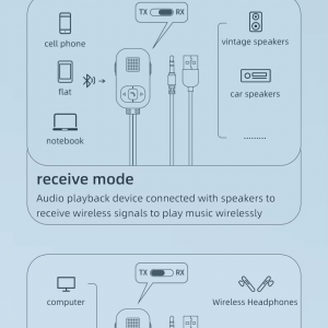 HIGI C5 Bluetooth 5.0 vezeték nélküli audió adapter, autós kihangosító és zenelejátszó funkcióval-9