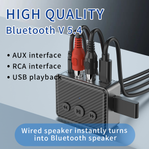 Bluetooth 5.4 R21 vezeték nélküli audió vevő, AUX csatlakozóval, autós és TV-s zenelejátszáshoz, RCA-6