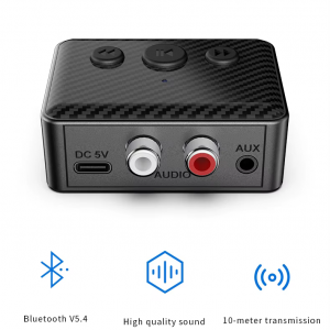 Bluetooth 5.4 R21 vezeték nélküli audió vevő, AUX csatlakozóval, autós és TV-s zenelejátszáshoz, RCA-3