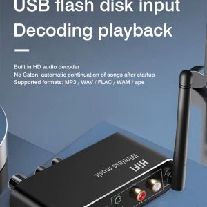 Optikai és koaxiális digitális–analóg audió átalakító Bluetooth audió vevővel és USB MP3 lejátszó funkcióval T01-6