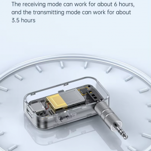 T67 Bluetooth 5.3 hordozható AUX audió vevő és adó, autós kihangosító és sztereó rendszer kompatibilitással-5