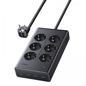 UGREEN S622 elosztó, 20W, 6xAC, 3xUSB, USB-C, 1,5m kábel-1