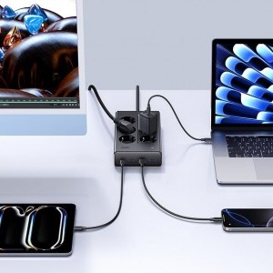 UGREEN S622 elosztó, 20W, 6xAC, 3xUSB, USB-C, 1,5m kábel-5