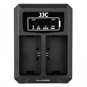 JJC DCH-E6T USB Dual akkumulátor töltő