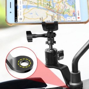 PULUZ alumínium motorkerékpár tükör kameratartó (fekete)-4