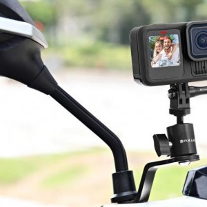 PULUZ alumínium motorkerékpár tükör kameratartó (fekete)-5