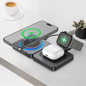  Blavec BQI-04 Qi 15W Magsafe töltőállomás 3in1 UniCharge (BQI04-QIMB) fekete-4