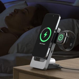 Blavec Indukciós töltő BQI-05 Qi 15W mágneses Magsafe 3 az 1-ben UniCharge (BQI05-QIMS) ezüst-7