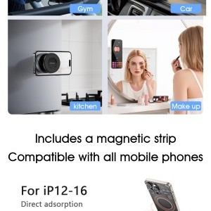 Dudao F24 MagSafe Kompatibilis Autós Tartó Szélvédőre vagy Műszerfalra Tapadókoronggal - Fekete-9