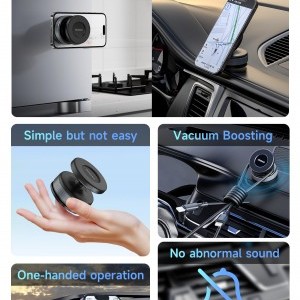 Dudao F24 MagSafe Kompatibilis Autós Tartó Szélvédőre vagy Műszerfalra Tapadókoronggal - Fekete-1