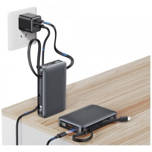 Powerbank USAMS XR sorozat CD228 10000mAh 20W + USB-C/Lightning kábel fekete-1