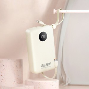 Dudao K14+ 22,5W 20000 mAh beépített type-C és lightning kábeles powerbank fehér-1