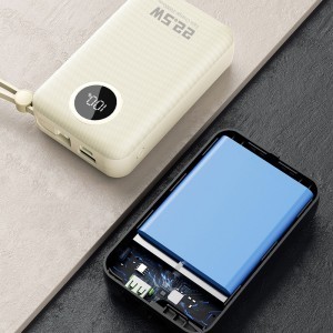 Dudao K14+ 22,5W 20000 mAh beépített type-C és lightning kábeles powerbank fehér-7