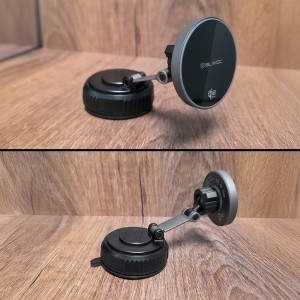 Blavec Autós tartó BHC-02 Qi2 25W vákuum mágneses indukciós töltővel szélvédőre (BHC02-QI2PMWIB) fekete tok-5