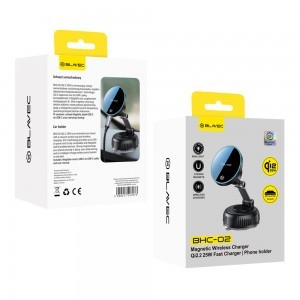 Blavec Autós tartó BHC-02 Qi2 25W vákuum mágneses indukciós töltővel szélvédőre (BHC02-QI2PMWIB) fekete tok-8