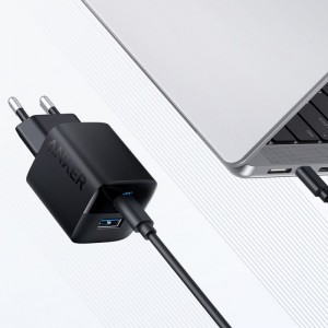 Fali Töltő Anker 323, 33W, 3A, 1 x USB-A - 1 x USB-C, Fekete A2331G11-2