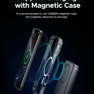 Ugreen - Power Bank PB562 (55140) - Vezeték nélküli mágneses töltés 7,5W, 10000mAh, PD20W, tartóval - Űrszürke-2