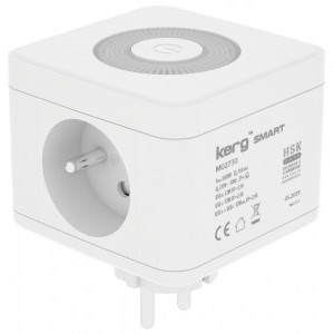 KERG Smart 2-csatlakozós elosztó kocka + USB-A + USB-C töltő + LED lámpa 16A/250V~ fehér-1