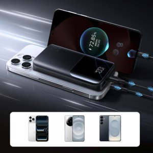 Joyroom JR-QP191 Star Series Mini 10000mAh 22.5W Powerbank digitális kijelzővel - Fekete-5