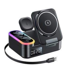 Yesido - Vezeték nélküli Töltőállomás (DS38) - 8 az 1-ben, MagSafe, Gyors Töltés, Qi2, iPhone-hoz, AirPods-hoz, Apple Watch-hoz, 65W - Fekete