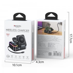 Yesido - Vezeték nélküli Töltőállomás (DS38) - 8 az 1-ben, MagSafe, Gyors Töltés, Qi2, iPhone-hoz, AirPods-hoz, Apple Watch-hoz, 65W - Fekete-6