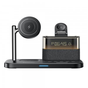 Yesido - Vezeték nélküli töltőállomás (DS37) - Gyors töltés, iPhone, AirPods, Apple Watch, puha éjszakai fény, 25W - Fekete