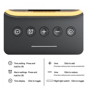 Yesido - Vezeték nélküli töltőállomás (DS37) - Gyors töltés, iPhone, AirPods, Apple Watch, puha éjszakai fény, 25W - Fekete-2