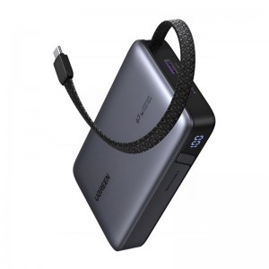 Ugreen PB550 Powerbank 20000mAh USB + USB-C, 67W, beépített kábel (szürke)-8