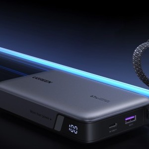 Ugreen PB550 Powerbank 20000mAh USB + USB-C, 67W, beépített kábel (szürke)-6