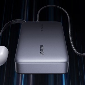 Ugreen PB550 Powerbank 20000mAh USB + USB-C, 67W, beépített kábel (szürke)-5