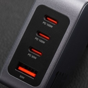 FORCELL F-ENERGY GaN VT-46 utazó töltő 3 x USB-C + USB A PD QC4.0 5A 100W szürke-7