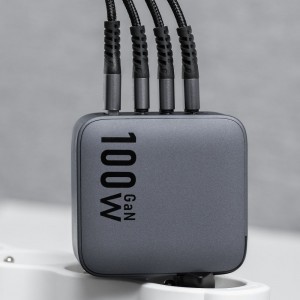 FORCELL F-ENERGY GaN VT-46 utazó töltő 3 x USB-C + USB A PD QC4.0 5A 100W szürke-5