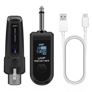 K1 vezetékes–vezeték nélküli mikrofon átalakító szett kézi dinamikus mikrofonhoz (1 adó XLR + 1 vevő 6.35 JACK)