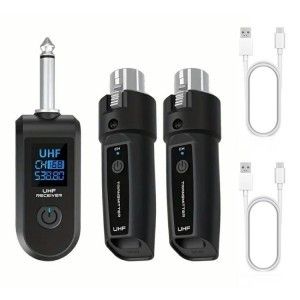 K1 Kézi mikrofon vezeték nélküli átalakító, 2 Adó XLR + 1 Vevő 6.35 JACK