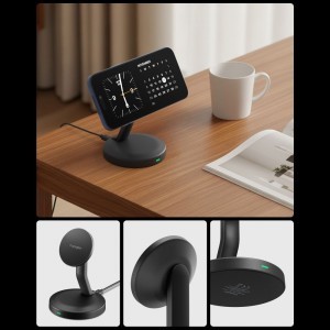 Spigen EF151MS Essential Mágneses MagSafe Vezeték nélküli Töltő 15W Fekete-3