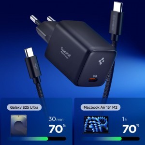 Spigen EE451EU Essential 1-portos hálózati töltő 45W + USB-C kábel fekete-1