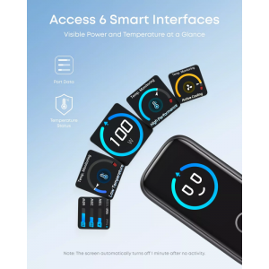 Anker Smart Display fali töltő, 100W, 5A, 1 x USB-A - 2 x USB-C, USB-C kábellel, Szürke B121BGZ1-1