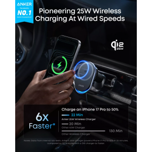 Anker Prime MagGo AirCool vezeték nélküli autós töltő, 25W, fekete (B2933H11)-1