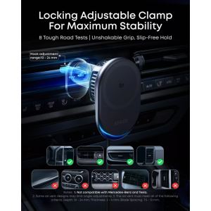 Anker Prime MagGo AirCool vezeték nélküli autós töltő, 25W, fekete (B2933H11)-6