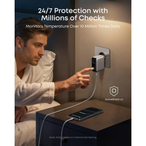 Anker Smart Display Hálózati töltő, 100W, 5A, 1 x USB-A - 2 x USB-C, USB-C kábellel, Ezüst B121BG41-4