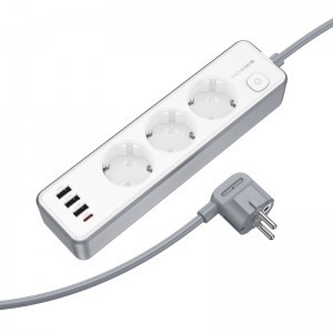 Borofone hálózati elosztó BAC9 - 3 aljzat 240V + 3xUSB + Type C - PD 20W 2 méter fekete-3