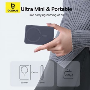 Powerbank Baseus EnerFill FM11 Ultra-Mini, 10000mAh, 22.5W, PD + FQI, Szürke E0026602-1