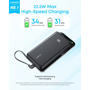 Powerbank Anker Zolo, 20000mAh, 22.5W, QC + PD, Fekete A110EH11-1