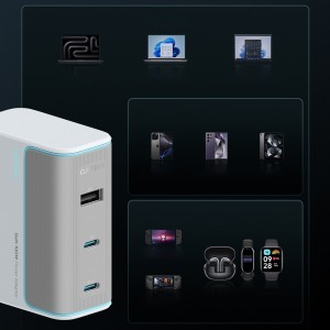 Cuktech AD1003EU 100W GaN 2x USB-C + USB-A fali töltő kábellel - Fehér-1