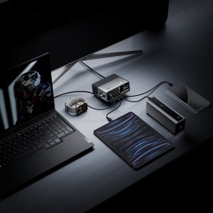 Cuktech TA3005U 300W GaN 5 az 1-ben tölőállomás Digitális Kijelzővel - Ezüst-3