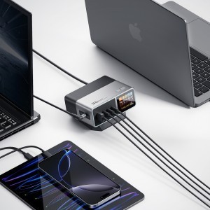 Cuktech TA3005U 300W GaN 5 az 1-ben tölőállomás Digitális Kijelzővel - Ezüst-8