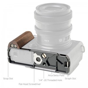 Smallrig 5945 L-Shaped Mount Plate with Wooden Handle for Panasonic S9-2