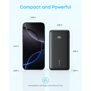 Powerbank Anker Zolo, 10000mAh, 22.5W, QC + PD, Fekete A110DH11-4