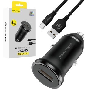 Blavec autós töltő BS-01A-C Road - USB - QC 3.0 18W USB-C kábellel (CCBS01ACR-UB) fekete-0
