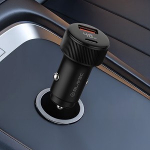 Blavec Autós töltő BS-04B-C Volt - USB + Type C - QC 3.0 18W PD 30W Type C to Type C kábellel (CCBS04BCV-UCB) fekete-3